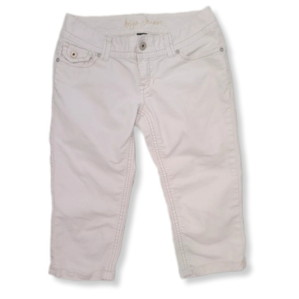 Ariya Jeans White Denim Capri Length 5 Pocket Design Cotton Stretch Size…